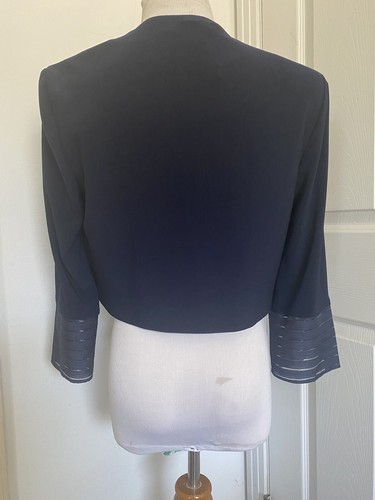 Joseph Ribkoff Signature Midnt Blue SplitCuff 3/4 Sleeve BoleroJacket Sz 10 NWT - Picture 5 of 8