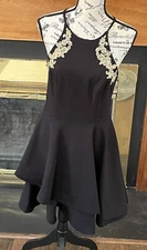 B Darlin Womens Juniors Dress Sz 9/10 Black W/gold Accent Olympian Dance Dress