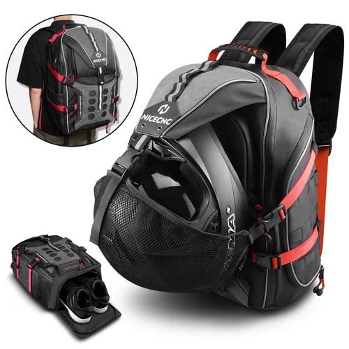 35L Motorcycle Helmet Storage Backpack Rear Seat Tail Bag Motorbike Luggage Red