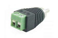 CONNETTORE RCA TELECAMERA ADATTATORE MORSETTO MASCHIO 2 POLI A VITE PER TELECAME