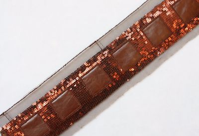 Jasdee Vintage Border Trim LeatherPatch & Sequins Hand Work on Net 3'' Width 1260