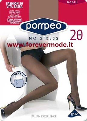 3 Women's Tights Pompea Fashion 20 Opaque with Low Waist Bodice Art Fashion 20VB