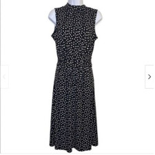 LEOTA WOMEN'S POLKA DOT SLEEVELESS DRESS (BLACK/WHITE X-LARGE)NWT