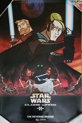 Original Star Wars Clone Wars Vol. 2 Cartoon Network promotional poster 36 x 24