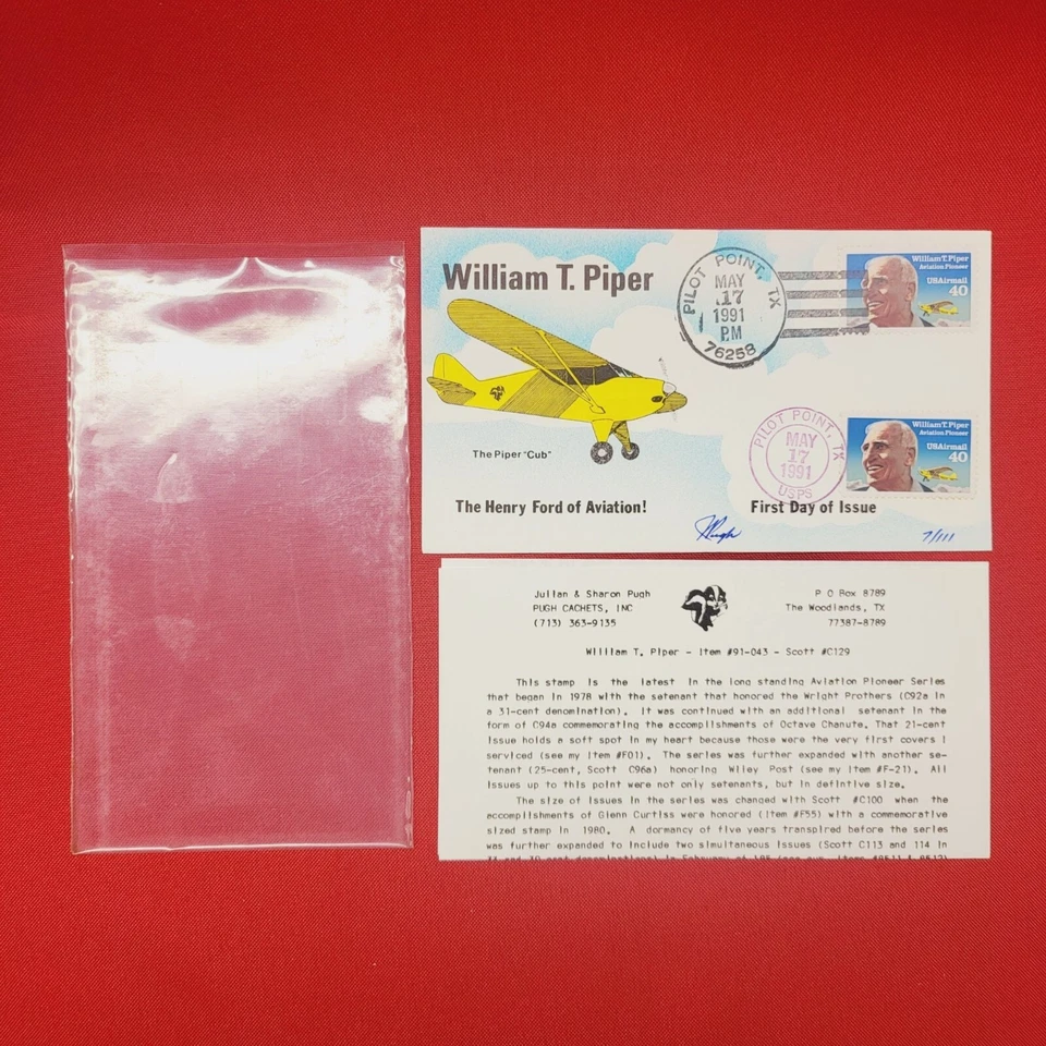 Sobre y recinto caché de estampillas primer día de emisión William T Piper The Henry Foto 3 de 4
