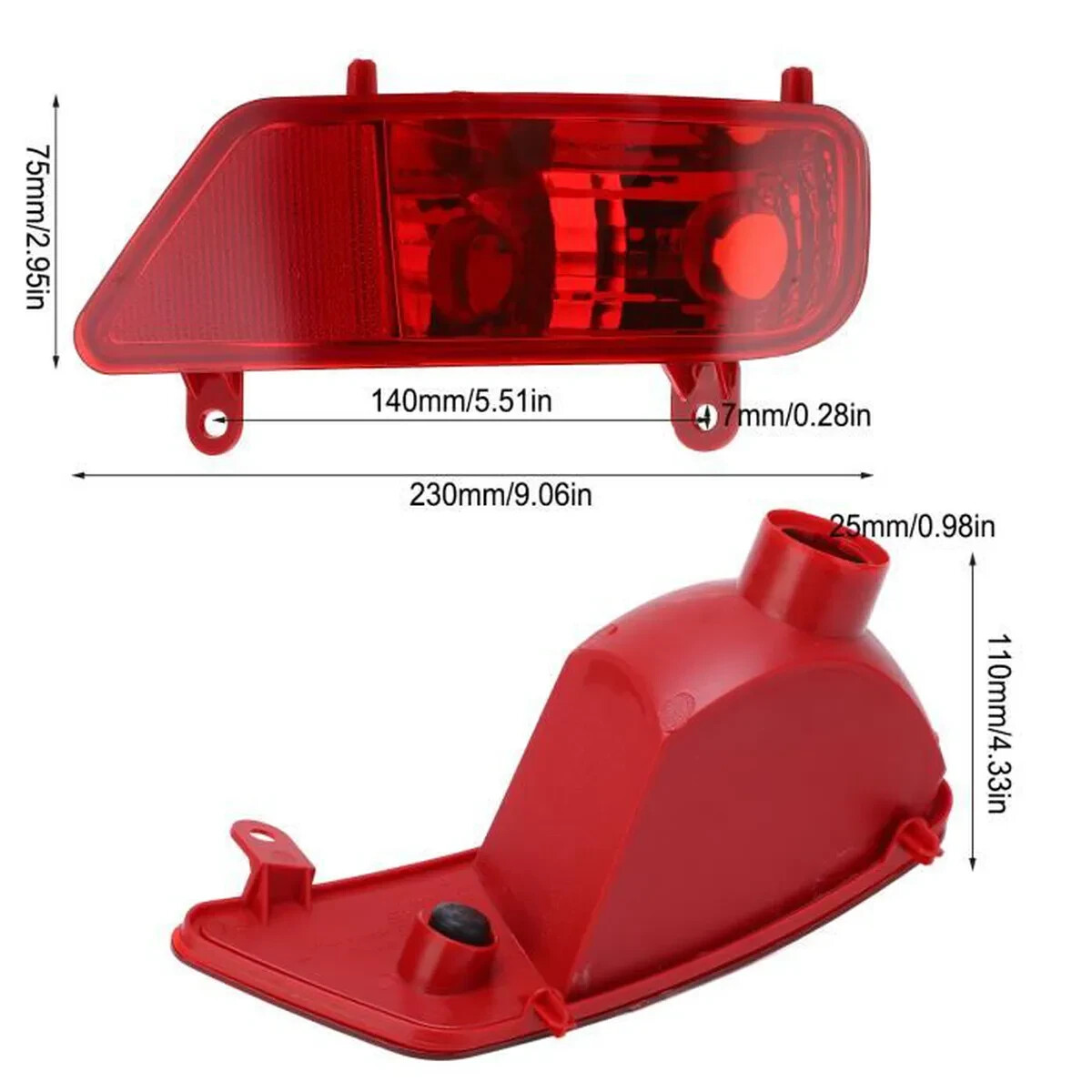 Feu antibrouillard arrière droit rouge pour Peugeot 3008 et 5008 de 2009 à 2016