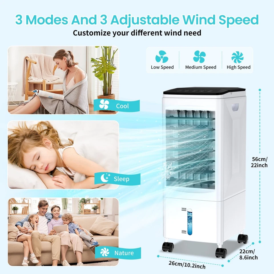 Condizionatore Portatile Senza Tubo, Multifunzione Evaporativo Mobile, Con Ruote - Immagine 3 di 4