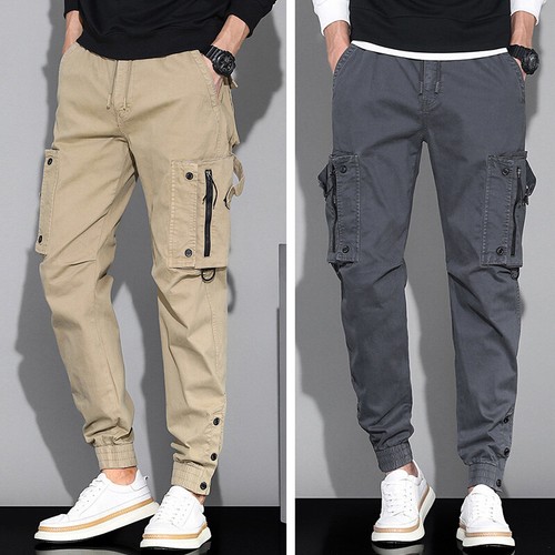 Men Drawstring Elastic Waist Cargo 