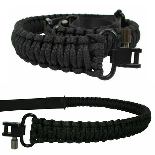 Tactical 550 Paracord Rifle Gun Sling Shotgun Crossbow 2 Point Adjustable Swivel - Picture 2 of 14