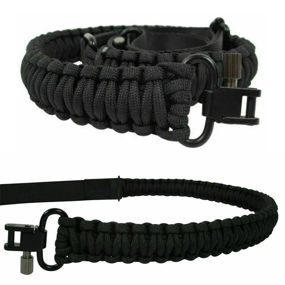 Tactical 550 Paracord Rifle Gun Sling Shotgun Crossbow 2 Point Adjustable Swivel - Image 2 of 4