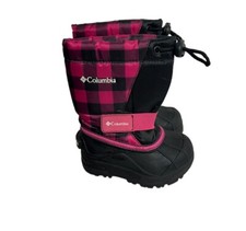 Columbia Powderbug Kids Size 7 Red Black Plaid Waterproof Snow Boot