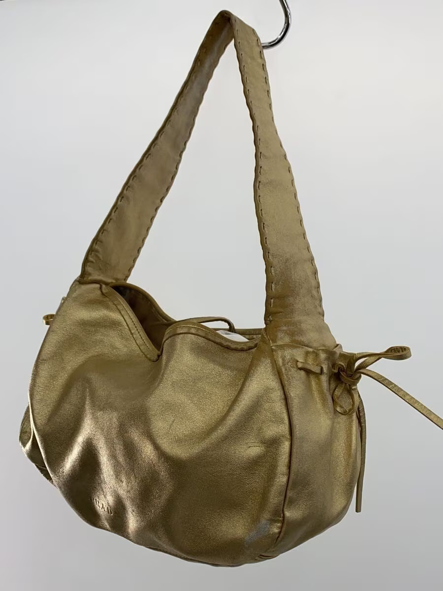 PRADA Handbag Leather GLD Solid Authentic Rare Ex… - image 2