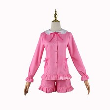 Lady Girl Sleepwear Pyjamas Set Sleep Costume Nightwear Pink Bow Ruffle Cute