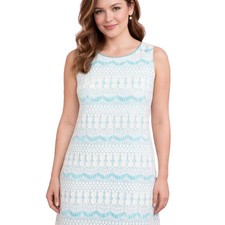 ELIZA J Size 8 Ivory Lace Overlay Turquoise Feminine Pastel Spring Shift Dress