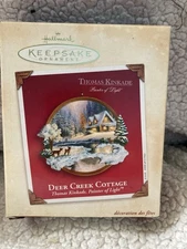 2002 Hallmark Keepsake Thomas Kinkade Deer Creek Cottage Christmas Ornament