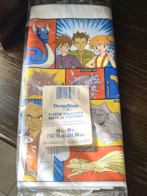 Design Ware 1999 Pokemon Plastic Table Cover Tablecloth NIP USA Vintage Party