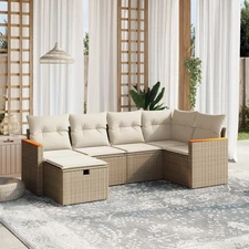 Garden Sofa Set Beige PE rattan Large Modular Garden Sofa Set