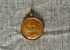 Thai Buddhist Monk & Seated Buddha Amulet Pendant Copper Medal Thailand Vintage 