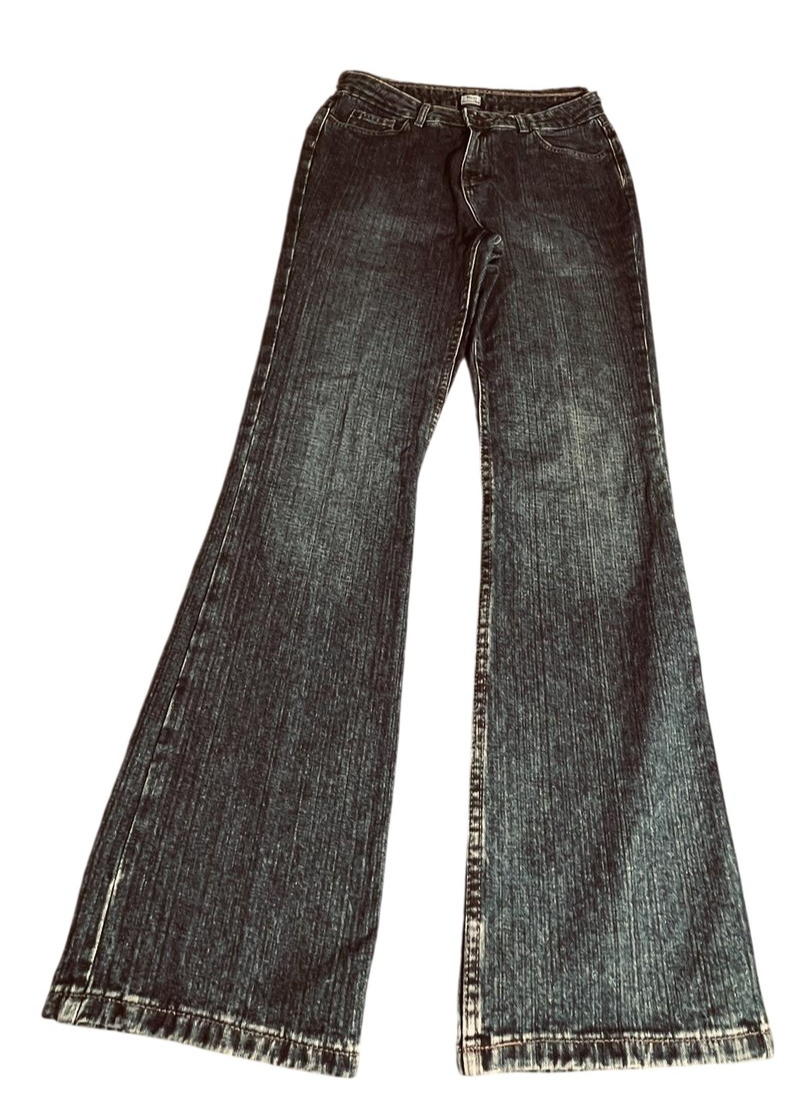 Jeans Womens 10 Blue Dark Wash Wide Leg Denim Pants Non Stretch Y2K 30X31-image