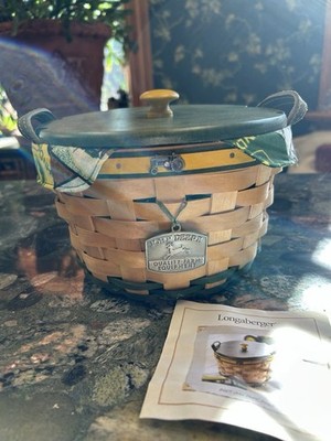 2007 Longaberger John Deere Basket Combo Liner Protector Wood Lid, Tie On SIGNED