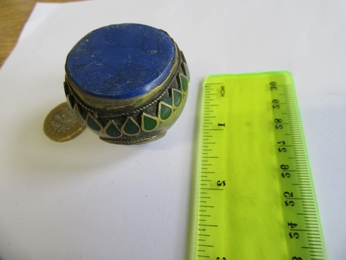 MASSIVE MEDIEVAL SILVERED STONE SEAL RING OTTOMAN/LAPIS LAZULLI - Picture 2 of 15