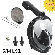 Full Face Snorkel Mask Complete Kit with Storage Bag  Earplugs S/M L/XL