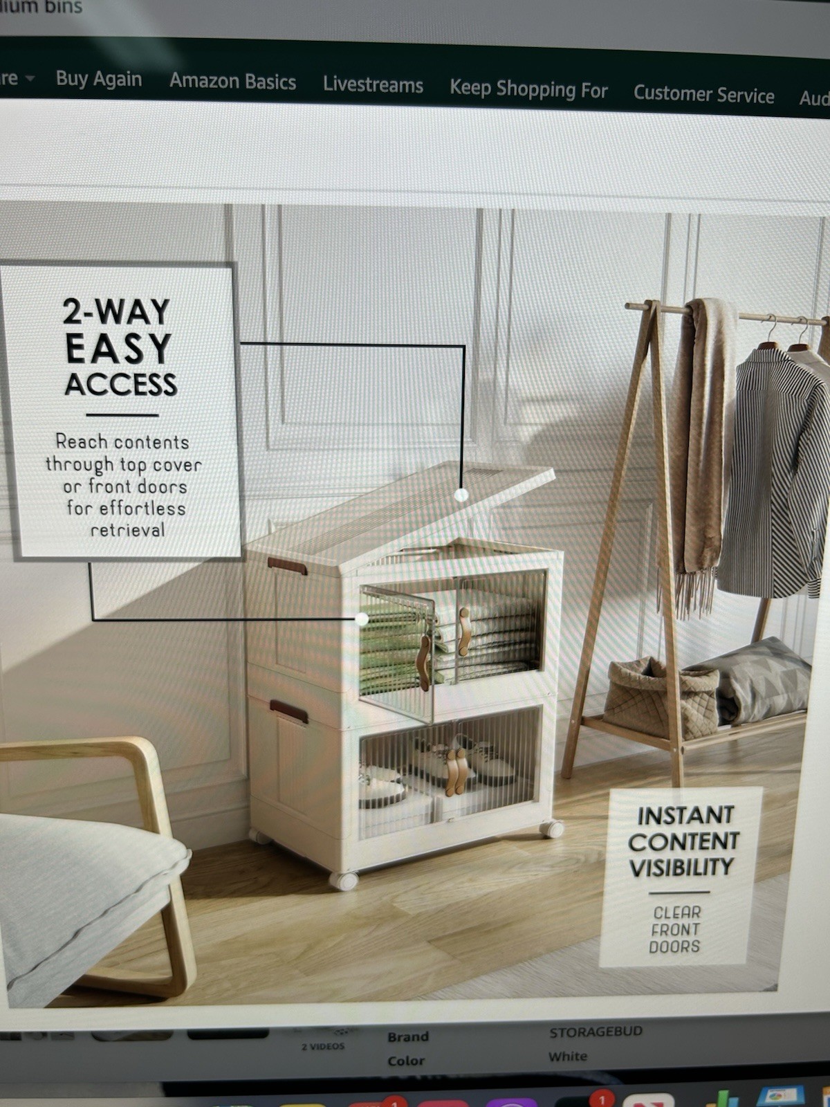 2 Tier Plastic Stackable/Collapsible Storage Bins W/ Wheels & Doors.