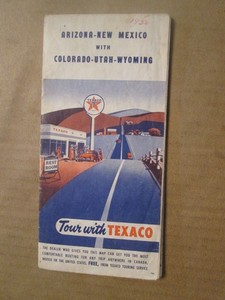 Texaco Road Map of Arizona and New Mexico with Colorado Utah Wyoming 1955