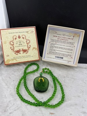 Buddha Stones Green Glass Necklace Year of the Dragon 26 