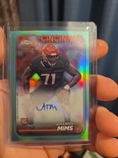 AMARIUS MIMS 2024 TOPPS CHROME ROOKIE AQUA REFRACTOR RC AUTO 122/199 Bengals UGA