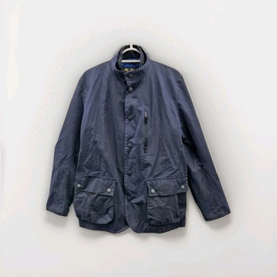 Barbour Nautical Spey Surge Wax Waterproof Navy Country Jacket Coat Size Small