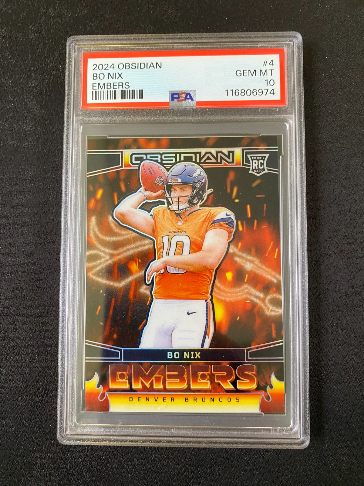 Bo Nix Panini Obsidian Embers #4 Base