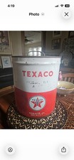 Texaco Vintage Gas & Oil Advertising Can, Red & White Metal   Star Logo  5gallon