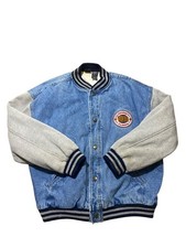 VTG 1997 Warner Bros Men  s Large Looney Tunes Embroidered Varsity Denim Jacket