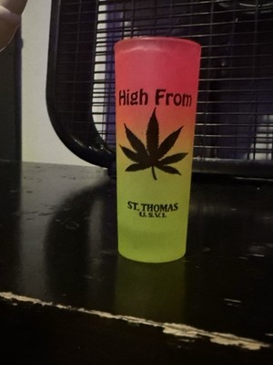 St. Thomas U.S.V.I. Multicolor Novelty Cannabis Leaf Collectible Shot Glass