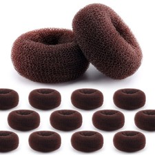 HOFASON Hair Bun Maker Donut 12 Pcs Medium 2.75" Brown Ballet Bun Shaper