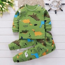 Kids Cartoon Cotton Pajama Set Spring Autumn Boys Girls Soft Sleepwear Outfit