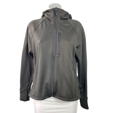 H M Move Women's Dark Gray Mid Layer Hoodie Hooded Full Zip Coat Jacket Size L