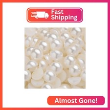 300PCS 12mm Flatback Pearls for Crafting Ivory, Imitation Half Round Pearl Beads