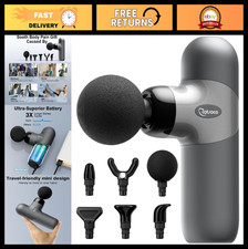Mini Massage Gun - Deep Tissue Percussion Massager, Portable Handheld, 6 Heads,