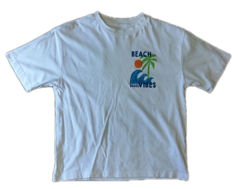Primark Beach Vibes White T Shirt  7 - 8 YRS /   128 cm Good Condition image 2
