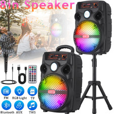 1000W Portable 8" Wireless Bluetooth Speaker with Mic Remote Tripod PA System