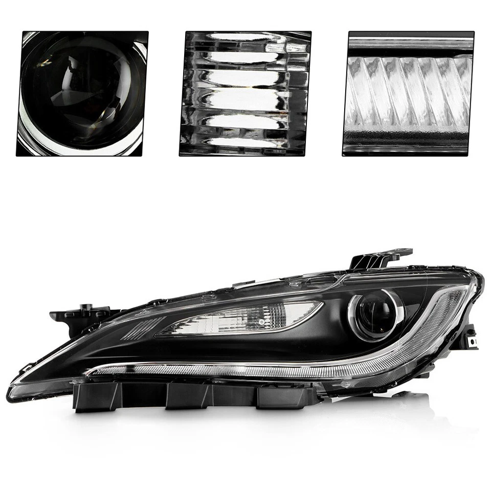For 2015-2017 Chrysler 200 Halogen Headlight w/LED DRL w/Black Trim 8 pins Pair - Image 4 of 4