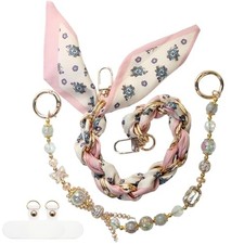 Beaded Phone Charms Wrist Strap,Cute Phone Chain Wristlet,Gold Metal Style2