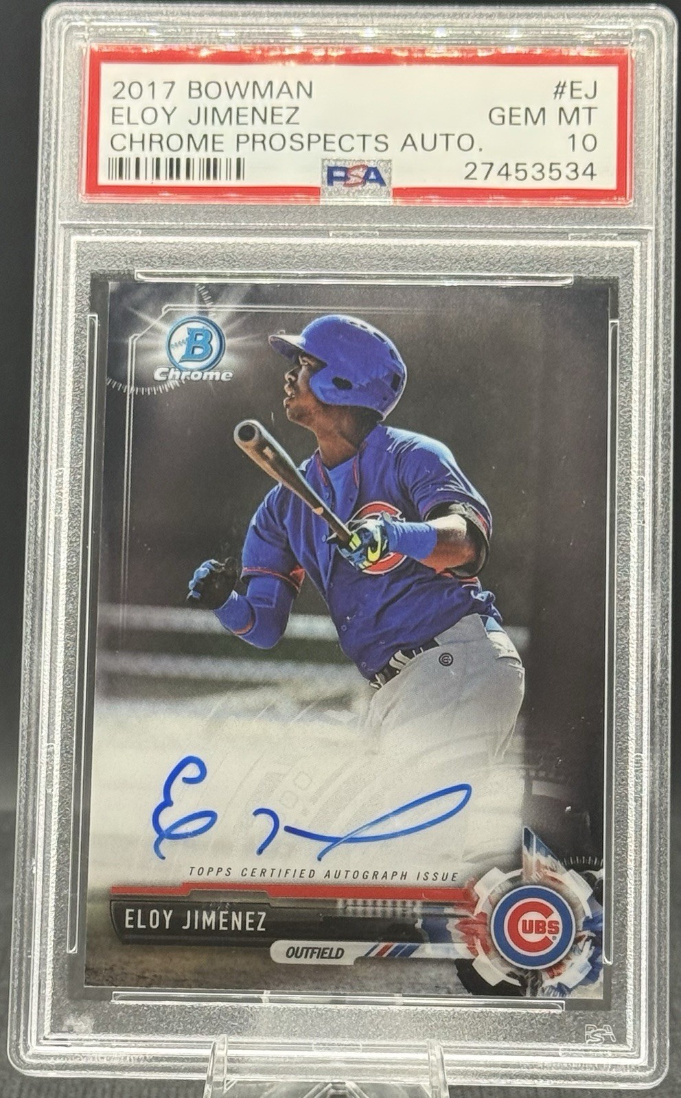 2017 Bowman Chrome Prospect Autograph #CPA-EJ Eloy Jimenez Auto PSA 10 GEM MT