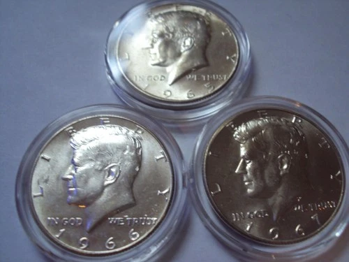 1965-66-67 sms uncirculated 40% silver kennedy half dollars