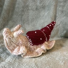 Handmade Snail Beige and Red Crochet Small Plush Toy