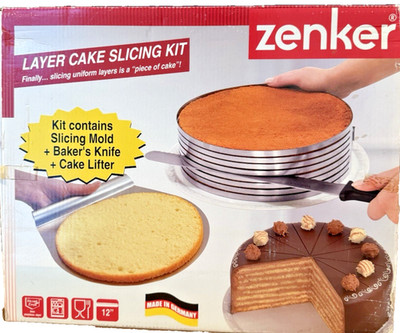 Zenker Layer Cake Slicing Kit 3pc Adjustable Mold Knife Lifter Germany