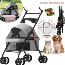 Pet Stroller Dog Cat Puppy Pram Pushchair Travel Cart With 4 Wheel Jogging Buggy