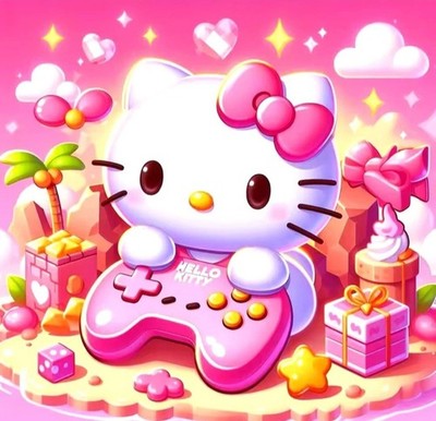 Hello Kitty Diamond Art/Malerei 40x40 Rundbohrer